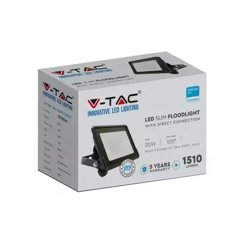 Naświetlacz LED 20W Czarny z mufą VT-128 6400K 1510lm V-TAC 20309 4