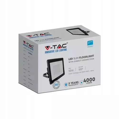 Naświetlacz LED 50W Czarny z mufą VT-158 4000K 4000lm V-TAC 20314 4