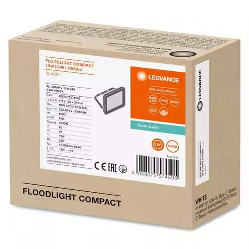 Naświetlacz LED 10W 4000K 1000lm czarny IP65 Ledvance 4058075574595 2