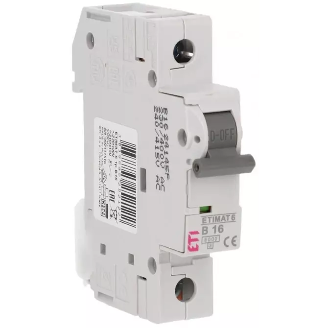 Wyłącznik nadprądowy 1P B 16A 6kA AC 6 | ETI-POLAM | 002111516 1