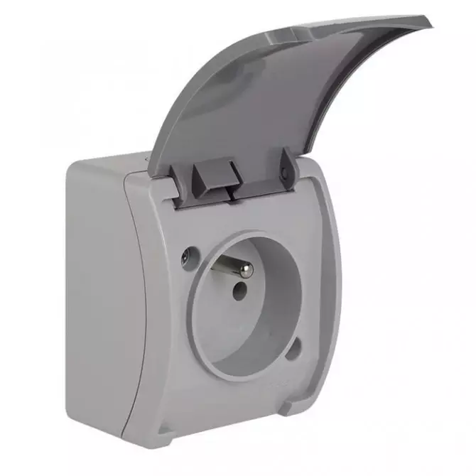 Gniazdo pojedyncze z/u n/t IP44 popiel z klapką grafit VG 161-08 | 61.375 1