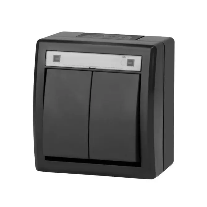 2K łącznik natynkowy świecznikowy IP55 antracytowy | Aquant | 5002-17 1