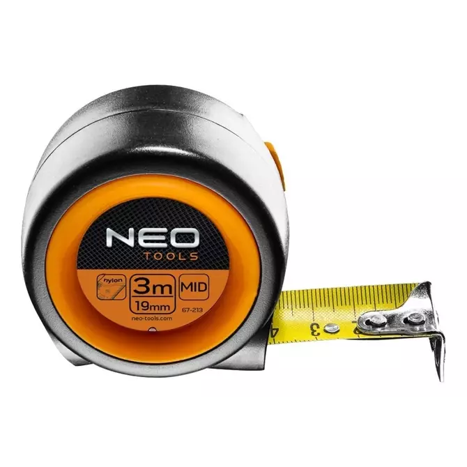 Miara zwijana stalowa kompaktowa 3 m x 19mm auto-stop magnes | NEO | 67-213 1