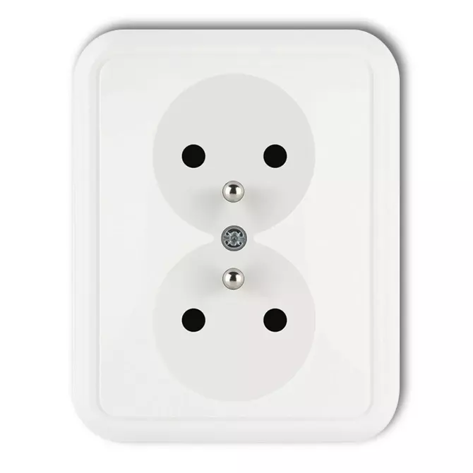 Gniazdo podwójne z/u biały | KARLIK ELEKTROTECHNIK | LIZA | GPT-2z 1