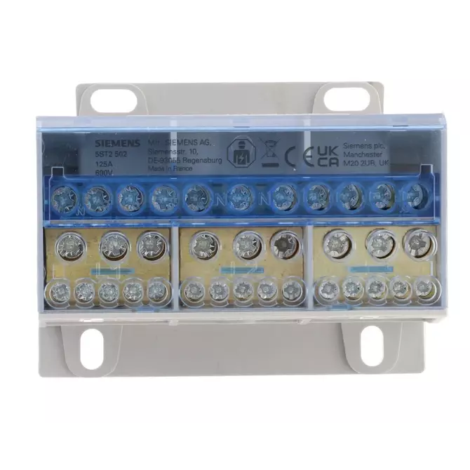 Blok rozdzielczy 125A 3P 690V 1x25-35mm2 4x16mm2 7x10mm2 DIN | 5ST2502 1