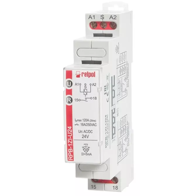 Przekaźnik bistabilny 120A 1Z /DC | RELPOL | RPB | 864387 (20ms) 24 V AC 1