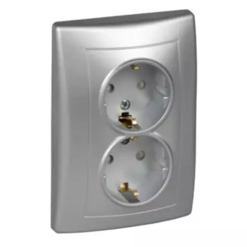 Gniazdo podwójne SCHUKO aluminium | Schneider | Sedna | SDN3000460 1