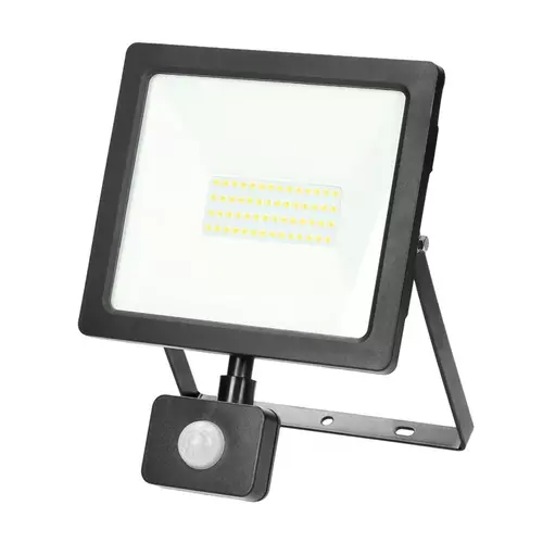 ALLED 50W Naświetlacz LED z PIR 4000lm IP44, 4000K Alu+szkło | FL/R-3 1