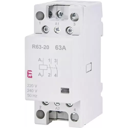 Stycznik modułowy 63A 2 styki zwierne R 63-20 230V | ETI-POLAM | 002463482 1
