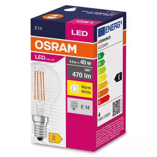 Żarówka LED VALUE CLASSIC P 40 E14 4W 470lm 2700K 827 FIL | 4058075438590 1