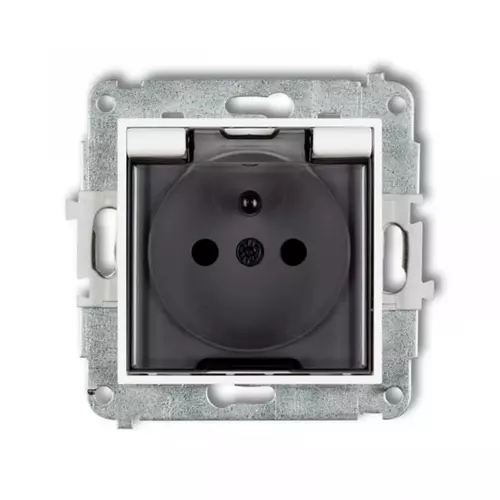 Mechanizm gniazda bryzgoszczelnego z uziemieniem 2P+Z biały | 25MGPB-1zdp 1