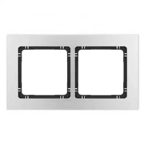 DECO Ramka uniwersalna podwójna aluminium szczotkowane | 7-12-DRA-2 1