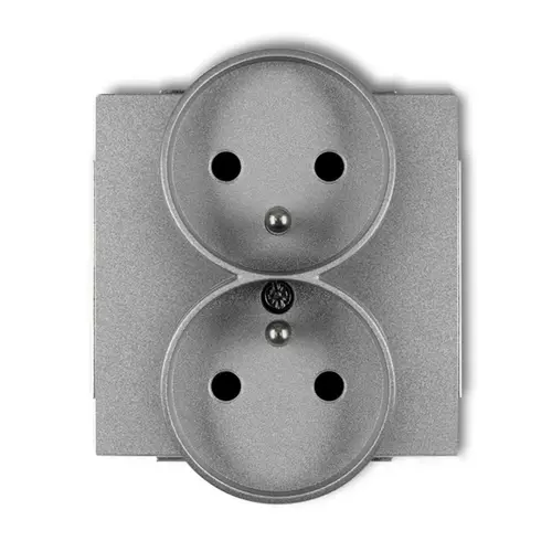 Gniazdo podwójne z/u srebrny metalik | KARLIK ELEKTROTECHNIK | 7DGPR-2zp 1